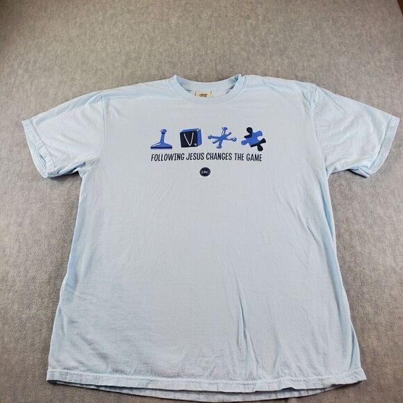 Following Jesus Changes The Game Shirt  Womens XL Blue Comfort Colors Bible Tee - Picture 1 of 7